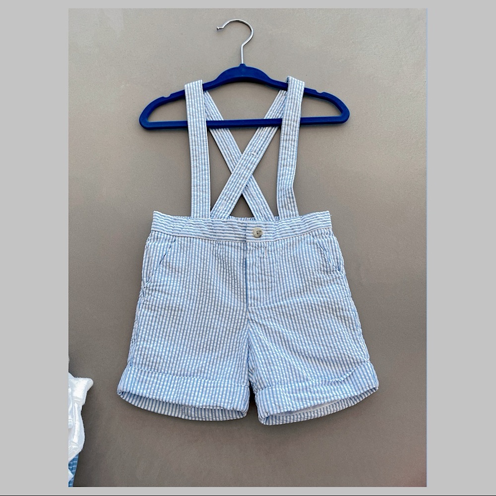 Janie and jack baby seersucker suspender shorts